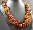 Amber Necklace Made of Large Free Form Shape Baltic Amber