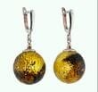 Extraordinaire Meteorite Amber Earrings Carved Cloudy Amber