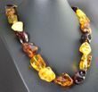 Multicolor Amber Necklace Made of Free Form Shape Baltic Amber