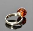 Adjustable Cognac Amber Ring in Sterling Silver