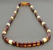 Men's Amber Necklace Made of Cognac and Lemon Baltic Amber