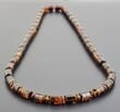 Men's Amber Necklace Made of Cylinders and Disk Shape Amber