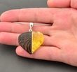 Pendant Made of Wood and Baltic Amber  