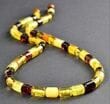 Men's Amber Necklace Made of Tube Shape Multicolor Amber. Unisex.