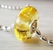 Pandora Style Amber Charm Bead Made of Golden Color Amber