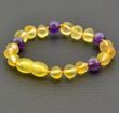 Amber Bracelet Made of Baltic Amber and Amenthyst 
