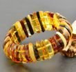 Amber Bracelet Made of Moon Shape Multicolor Amber Pieces 