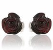 Carved Amber Rose Stud Earrings Made of Cherry Amber