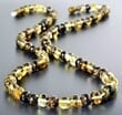 Amber Necklace Made of Mix Green Colors Baroque Shape Amber Beads