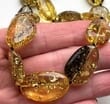 Amber Necklace Made of Flat Free Shape Green Color Amber Beads