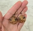Extraordinaire Meteorite Amber Earrings Carved Cloudy Amber