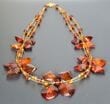 Amber Flower Necklace Made of Cognac Amber