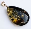 "Earth Stone" Amber Pendant Made of Dark Greenish Baltic Amber