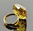 Faceted Amber Ring Made of Baltic Amber With Bits of Flora