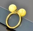 Adjustable Butterscotch Amber Silver Ring in Gold Plated Sterling Silver