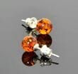Cognac Amber Stud Earrings Made of Color Amber
