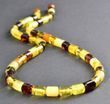Men's Amber Necklace Made of Multicolor Tube Shape Amber 
