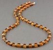 Men's Amber Necklace Made of Cube and Round Shape Amber 