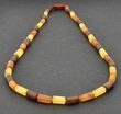 Men's Amber Necklace Made of Tube Shape Raw Baltic Amber