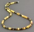 Raw Men's Amber Necklace Made of Tube Shape Amber Beads
