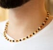 Men's Beaded Necklace Made of Multicolor Baltic Amber 