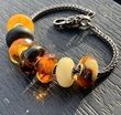 7 Pcs Pandora Style Amber Charm Beads