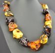 Amber Necklace Made of Large Free Form Shape Baltic Amber