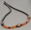 Mens Amber Necklace Made of Round and Barrel Shaped Amber Beads