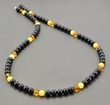 Men's Amber Necklace Made of Black Butterscotch Honey Amber. Unisex.