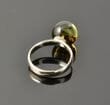 Adjustable Light Green Baltic Amber Silver Ring