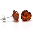 Amber Rose Stud Earrings Made of Precious Baltic Amber