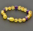 Children's Amber Bracelet Made of Baltic Amber and Amenthyst 