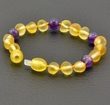 Children's Amber Bracelet Anklet Made of Raw Amber and Amenthyst