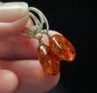 Amber Earrings Made of Cognac Color Amber