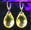 Luxury Faceted Amber Teardrop Earrings Made of Golden Color Amber