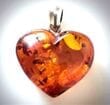 Large Amber Heart Pendant Made of Cognac Color Amber 