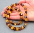 Amber Necklace Made of Cube Cut Cognac and Cherry Amber