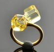 Adjustable Golden Amber Ring in Gold Plated Sterling Silver