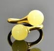 Adjustable Butterscotch Amber Silver Ring in Gold Plated Sterling Silver