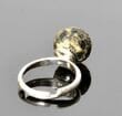 Meteorite Adjustable Amber Ring Carved Marble Baltic Amber