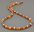 Men's Amber Necklace Made of Polished and Raw Cognac Amber