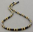 Men's Amber Necklace Made of Black and Lemon Baltic Amber