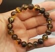 Men's Beaded Bracelet Made of Dark Greenish Baltic Amber