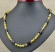 Men's Necklace Made of Faceted Tubes and Round Shape Amber Beads