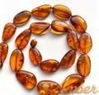 Amber Necklace Made of Flat Free Shape Cognac Amber Beads