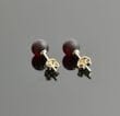 Amber Stud Earrings Made of Matte Cherry Baltic Amber. 