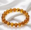 Amber Bracelet Made of Light Cognac Color Amber