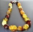 Large Amber Necklace Made of Multicolor Amber Beads