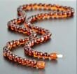 Dark Cognac Color Amber Necklace Made of Baroque Shape Amber