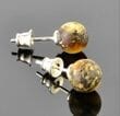 Earth Colors Amber Stud Earrings Made of Raw Amber